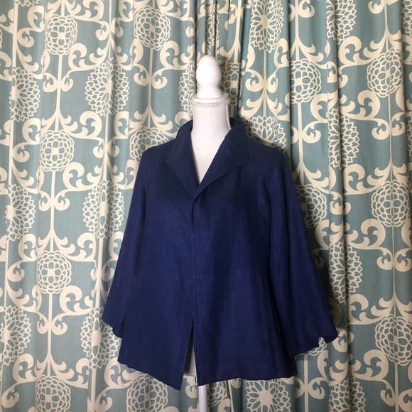 Eileen Fisher Open Front Linen Blend Jacket - Picture 1 of 7